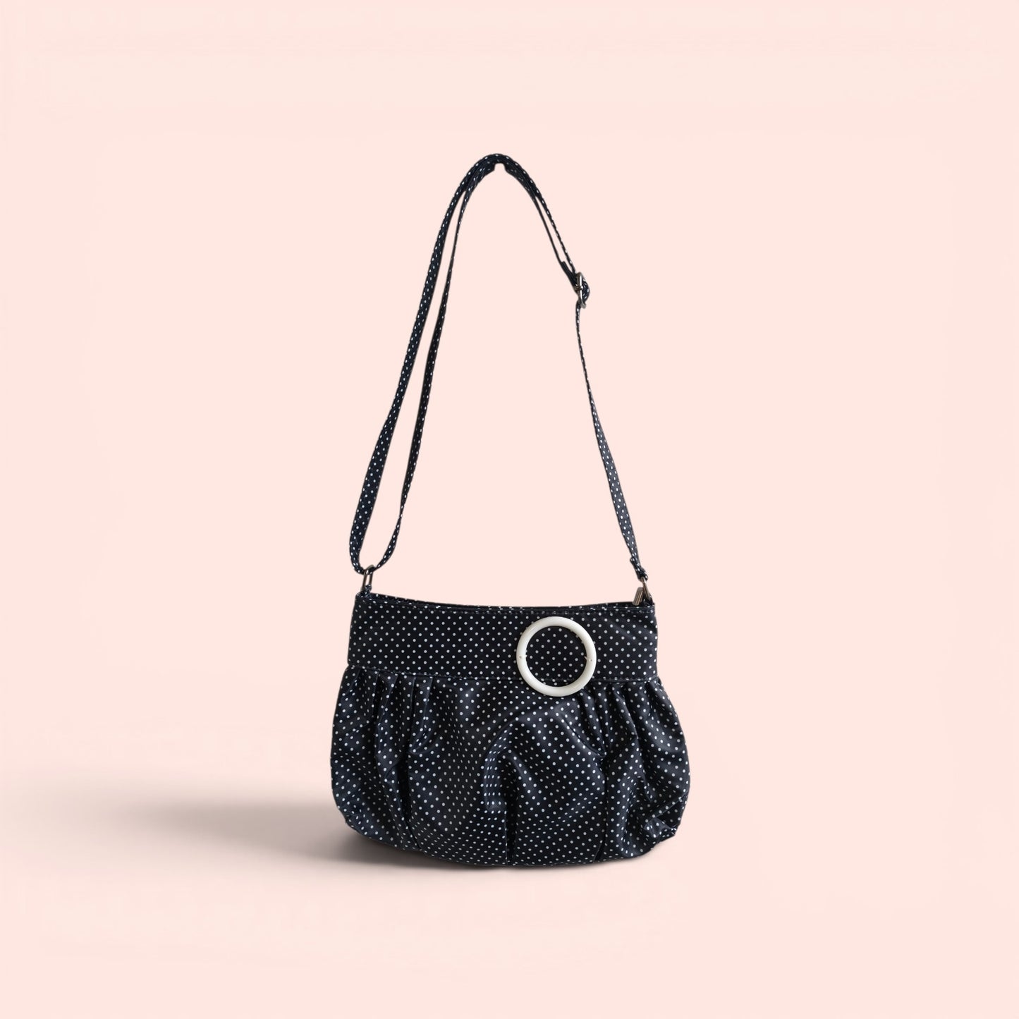 Noir Dot Ruched Shoulder Bag