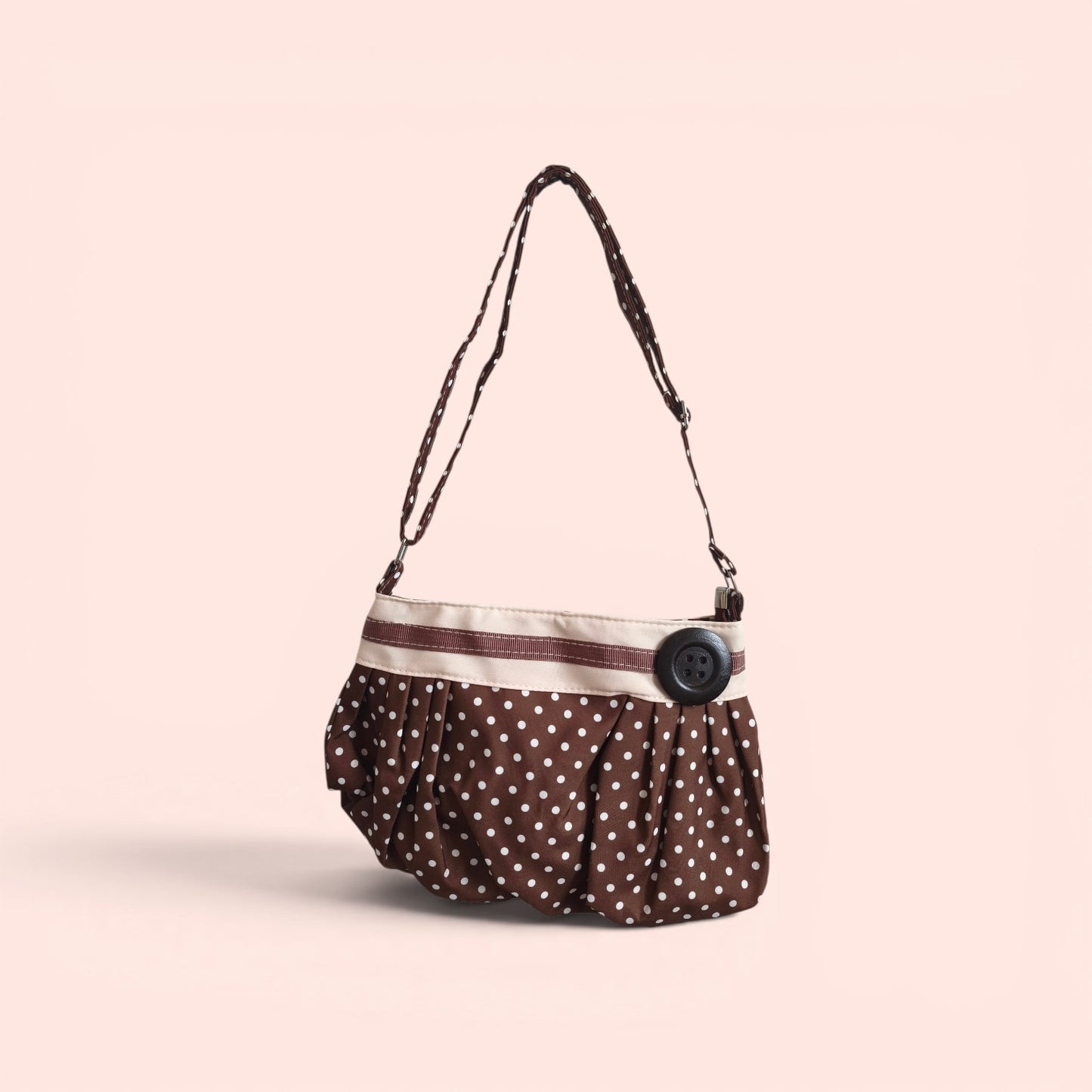 Brown & Parchment Polka Dot Shoulder Bag