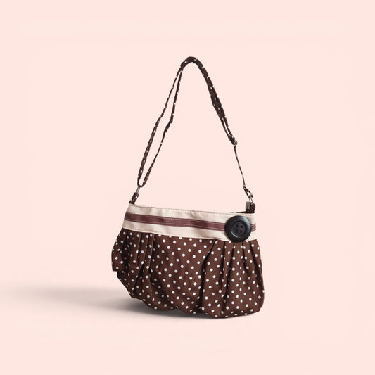 Brown & Parchment Polka Dot Shoulder Bag