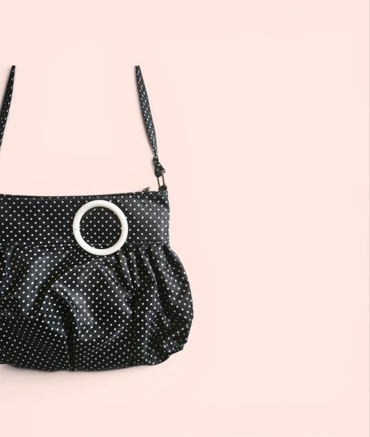 Noir Dot Ruched Shoulder Bag