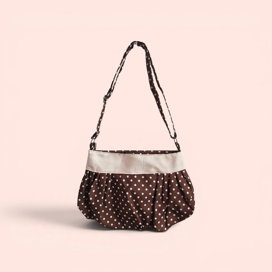 Brown & Parchment Polka Dot Shoulder Bag